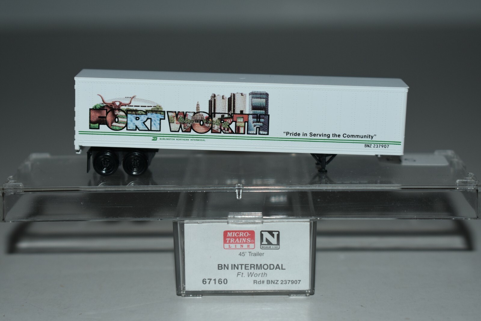 Micro Trains 67160 N Box Van Trailer Burlington Northern BNZ 237907 FT WORTH Micro Trains 67160 N Box Van Trailer Burlington Northern BNZ 237907 FT WORTH