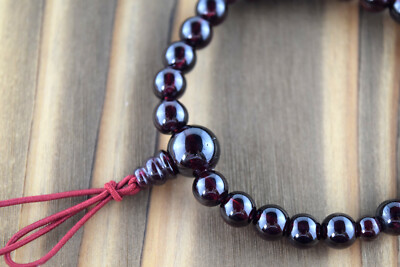 Pre-owned Kyoto Asahiya Nature Garnet Bracelet Women Gemstone Beads Japanese Juzu Handmade Kyoto Gift In Purple