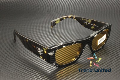 Pre-owned Prada Pr A01s 15o10c Havana Black Transparent Yellow 53 Mm Unisex Sunglasses