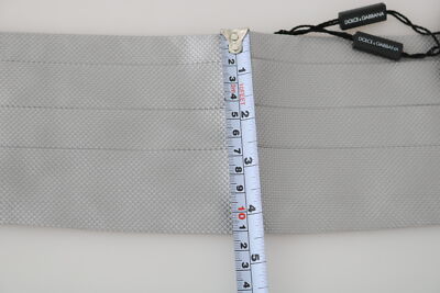 Pre-owned Dolce & Gabbana Cummerbund Gray Men Waist Belt 100% Silk S. It52 / Xl Rrp $450
