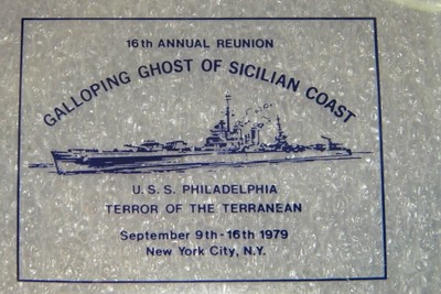 Navy Ashtray Ship USS Philadelphia Galloping Ghost Sicilian Coast 1979 Reunion