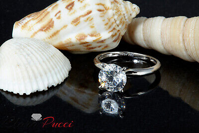 Pre-owned Pucci 2.4ct Round Cut Simulated Diamond White Statement Promise Ring 14k White Gold