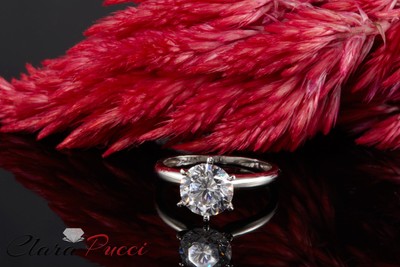 Pre-owned Pucci 2ct Round Cut Classic Solitaire Simulated Engagement Promise Ring 14k White Gold In White/colorless