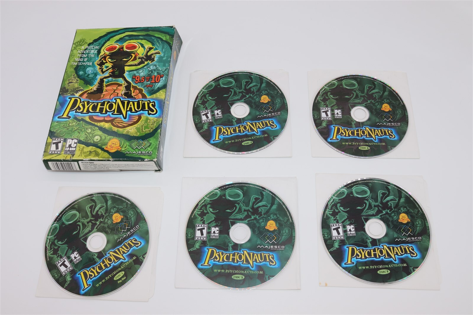 Psychonauts PC Adventure Game 2005 All 5 Discs in Box Used
