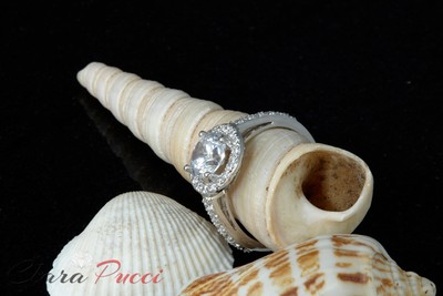 Pre-owned Pucci 2.40ct Round Halo Synthetic Moissanite Promise Wedding Ring 14k White Gold In White/colorless