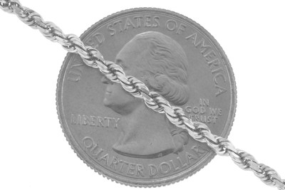 Pre-owned Nuragold 14k White Gold 2.5mm Diamond Cut Rope Italian Chain Pendant Necklace Womens 18"