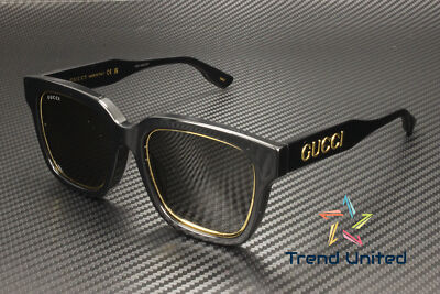 Pre-owned Gucci Gg1136sa 001 Round Oval Panthos Acetate Black Grey 52mm Women's Sunglasses In Gray