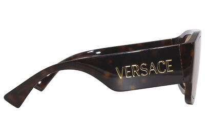 Pre-owned Versace 4439 108/73 Sunglasses Havana/light Brown Lenses Shield 133mm