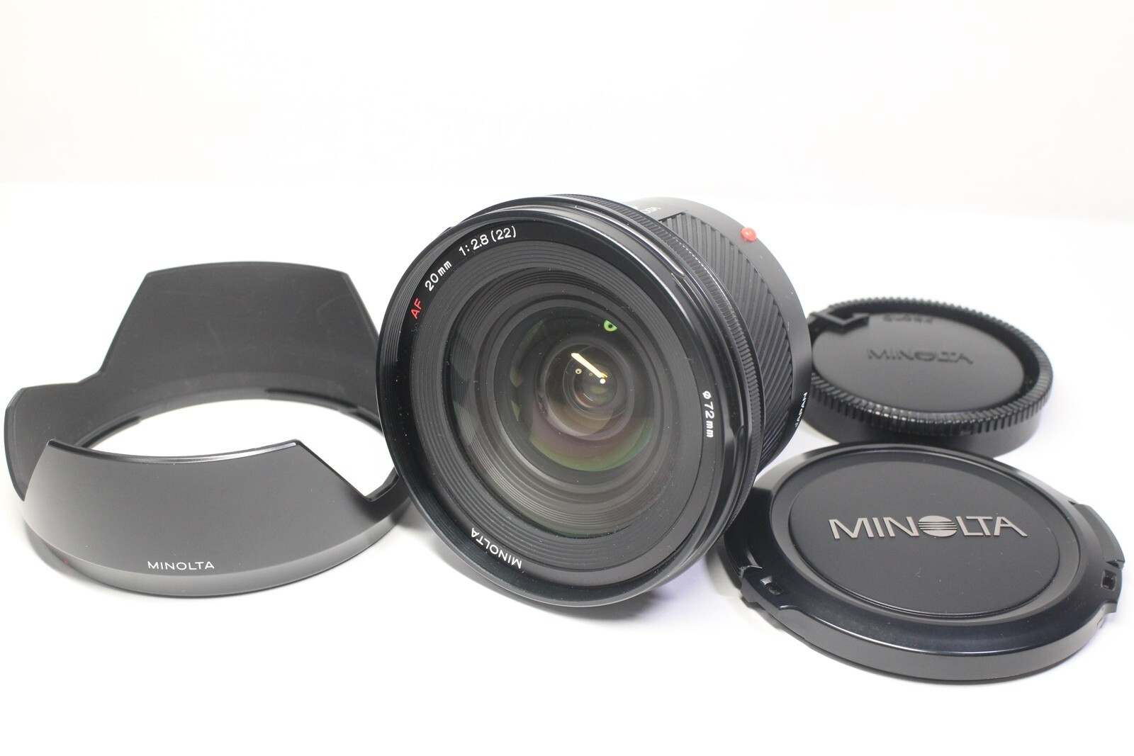 Minolta AF 20mm F/2.8 Wide Angle Lens From Japan w/Hood &Cap