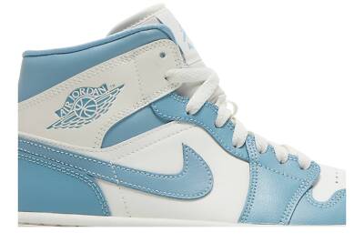 Pre-owned Jordan Air  Wmns Air  1 Mid 'university Blue' Bq6472-141 In Sail/sail/worn Blue