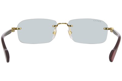 Pre-owned Gucci Gg1221s 003 Sunglasses Men's Gold/green Lenses Rectangle Shape 56-mm