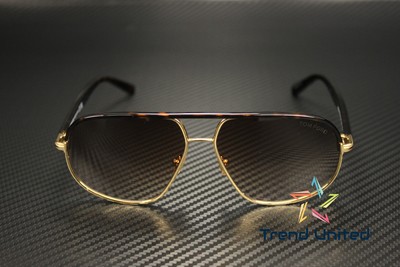 Pre-owned Tom Ford Ft1019 30f Metal Shiny Deep Gold Gradient Brown 59 Mm Men's Sunglasses