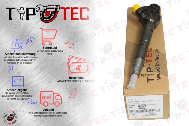 EinspritzdüSe Injektor 0445110647 0445110646 03l130277j 03l130277q  Vw 2.0 Tdi