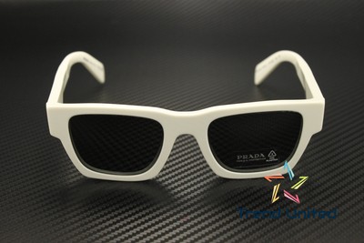 Pre-owned Prada Pr A06s 17k08z Talc Dark Grey 50 Mm Men's Sunglasses In Gray
