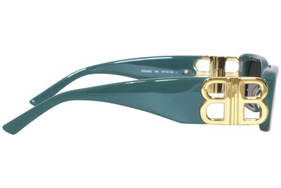 Pre-owned Balenciaga Bb0096s 006 Sunglasses Women's Green/gold/grey Rectangle Shape 51mm In Gray