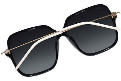 Pre-owned Gucci Gg1267s 001 Sunglasses Women's Black/gold/grey Gradient Square Shape 60mm In Gray