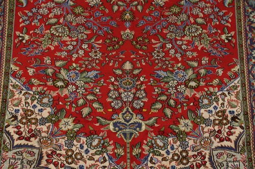 Handmade Floral Red 6x9 Collectable Wool Sarouk Oriental Area Rug 9' 7
