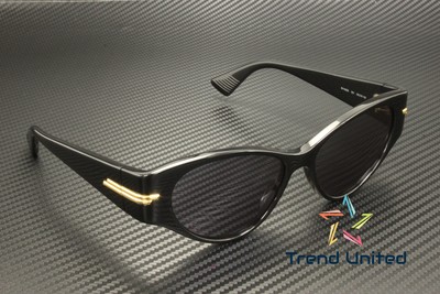 Pre-owned Bottega Veneta Bv1002s 001 Cat Eye Acetate Black Grey 55 Mm Women's Sunglasses In Gray