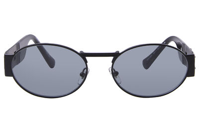 Pre-owned Versace Ve2264 1261/1 Sunglasses Men's Matte Black/grey Lenses Oval Shape 56mm In Gray