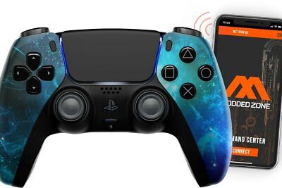 ModdedZone Blue Nebula Smart Rapid Fire Custom Modded Controller for PS5 FPS