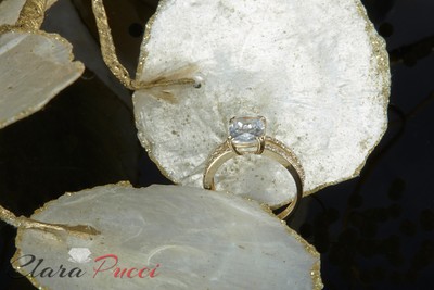 Pre-owned Pucci 3.50ct Cushion Synthetic Moissanite Promise Bridal Wedding Ring 14k Yellow Gold In White/colorless