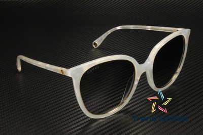 Pre-owned Gucci Gg1076s 003 Round Oval Panthos Acetate White Grey 56 Mm Women's Sunglasses In Gray