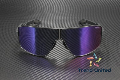 Pre-owned Prada Linea Ps 54ys 1bo10a Matte Black Grey Mirror Blue Red 74mm Mens Sunglasses In Gray
