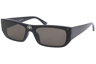 Pre-owned Balenciaga Extreme Bb0080s 001 Sunglasses Women's Black/grey Lenses Shield 99mm In Gray