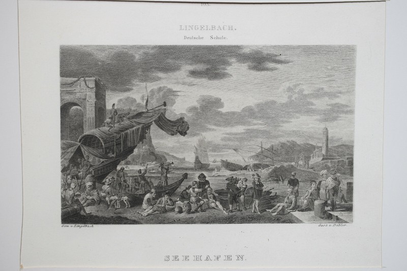 Seehafen Gravure Lingelbach Dobler Allemagne XixÂ°