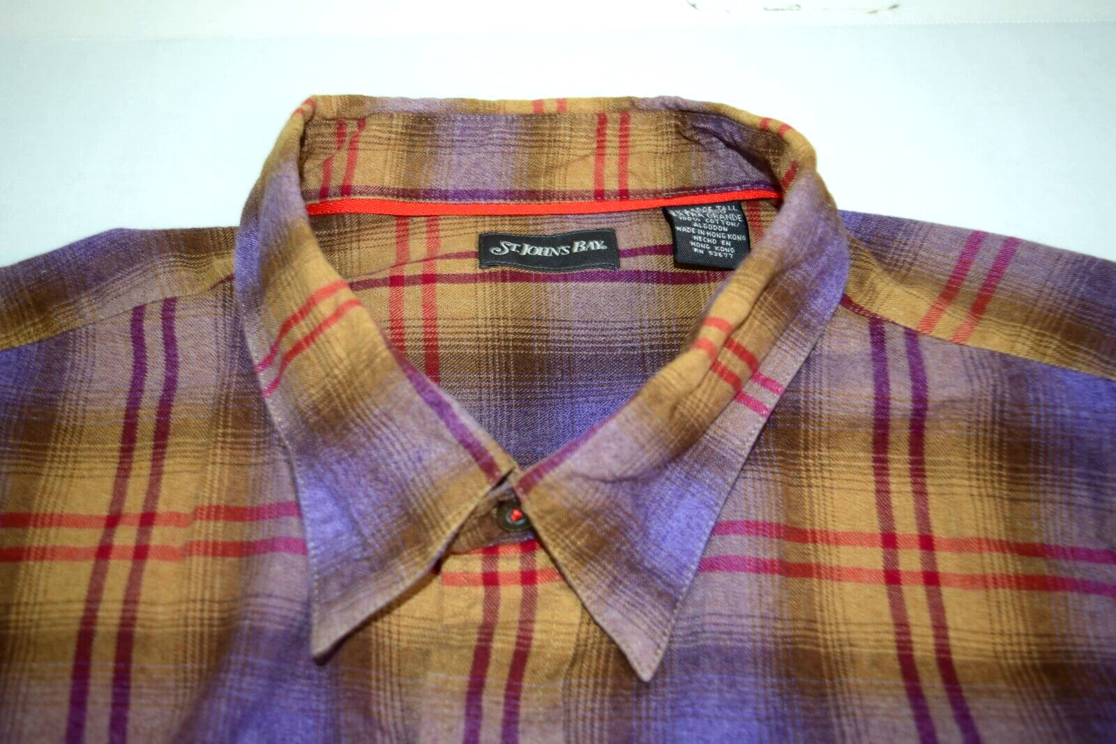 Vintage Plaid Flannel Shirt St John's Bay 3XL 90s Purple