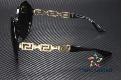 Pre-owned Versace Ve4395 534587 Square Black Dark Grey 59 Mm Women's Sunglasses In Gray