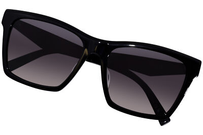 Pre-owned Saint Laurent Sl-m104/f 001 Sunglasses Black/grey Gradient Rectangle Shape 58mm In Gray