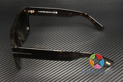 Pre-owned Tom Ford Ft0711 52f Fausto Geometric Dk Havana Grad Brown 53 Mm Men's Sunglasses