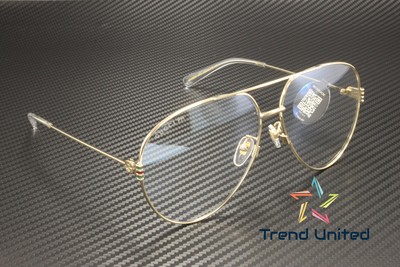 Pre-owned Gucci Gg1280s 001 Pilot Navigator Metal Gold Transparent 62mm Women's Sunglasses In Clear