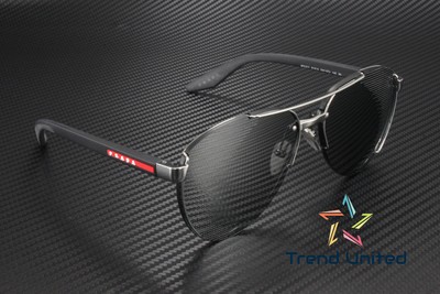 Pre-owned Prada Linea Rossa Ps 51ys 5av07u Mt Black Grey Mir Black 61 Mm Men's Sunglasses In Grey Mirror Black