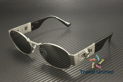 Pre-owned Versace Ve2264 10016g Matte Gunmetal Grey Mirror Silver 56 Mm Unisex Sunglasses