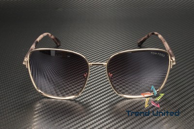 Pre-owned Tom Ford Ft1029 28z Metal Shiny Rose Gold Gradient 57 Mm Women's Sunglasses In Pink