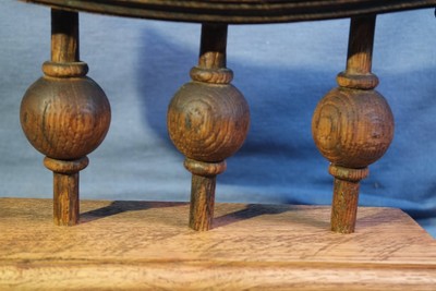 1800s Distressed Oak LIONs Head Stair Railing Three Spindles Mounted Display #2