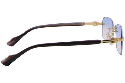 Pre-owned Gucci Gg1221s 002 Sunglasses Men's Gold/horn/blue Gradient Elite Ar Custom Lens