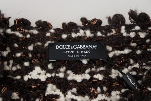 DOLCE & GABBANA DOLCE&GABBANA FATTO A MANO MEN BROWN SWEATER WOOL BLEND KNITTED CASUAL PULLOVER
