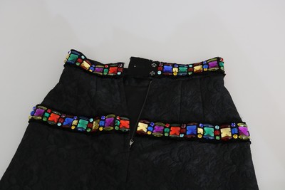Pre-owned Dolce & Gabbana Skirt Black Crystal Embellished High Waist It38/us4/xs Rrp $2600