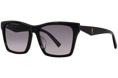 Pre-owned Saint Laurent Sl-m104/f 001 Sunglasses Black/grey Gradient Rectangle Shape 58mm In Gray