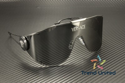 Pre-owned Versace Ve2268 143387 Matte Black Dark Grey 42 Mm Men's Sunglasses In Gray