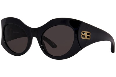 Pre-owned Balenciaga Bb0256s 001 Sunglasses Women's Black/grey Lens Butterfly Shape 56mm In Gray