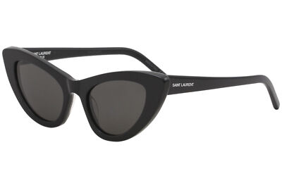 Pre-owned Saint Laurent Lily Sl213 Sl/213 001 Sunglasses Women's Black/grey Lenses Cat Eye In Gray