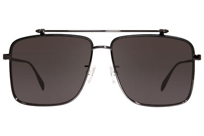 Pre-owned Alexander Mcqueen Am0336s 001 Sunglasses Men's Gunmetal/grey Square Shape 60mm In Gray