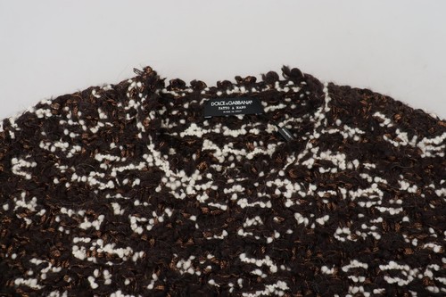 DOLCE & GABBANA DOLCE&GABBANA FATTO A MANO MEN BROWN SWEATER WOOL BLEND KNITTED CASUAL PULLOVER