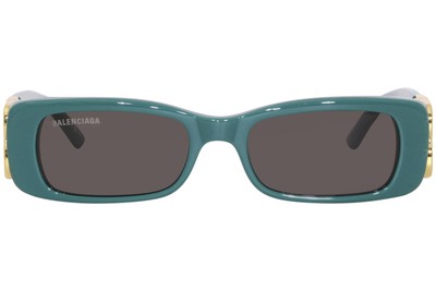 Pre-owned Balenciaga Bb0096s 006 Sunglasses Women's Green/gold/grey Rectangle Shape 51mm In Gray