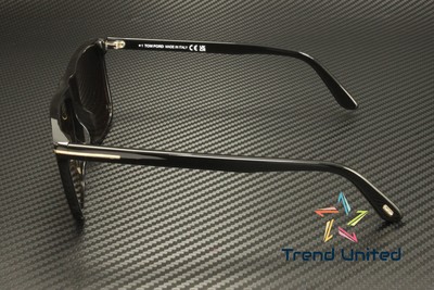 Pre-owned Tom Ford Ft0832 01d Fletcher Acetate Shiny Black Polarized 57mm Men's Sunglasses In Gray