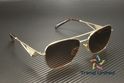 Pre-owned Prada Pr A50s Zvn50c Pale Gold Brown Gradient Grey 59 Mm Women's Sunglasses